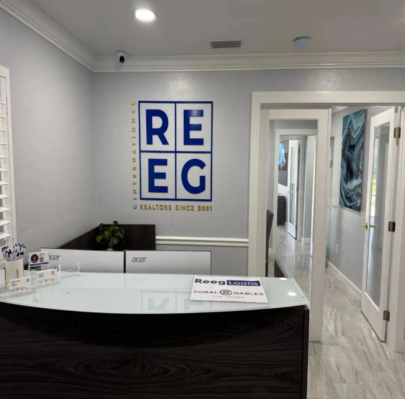 Real estate office reception area